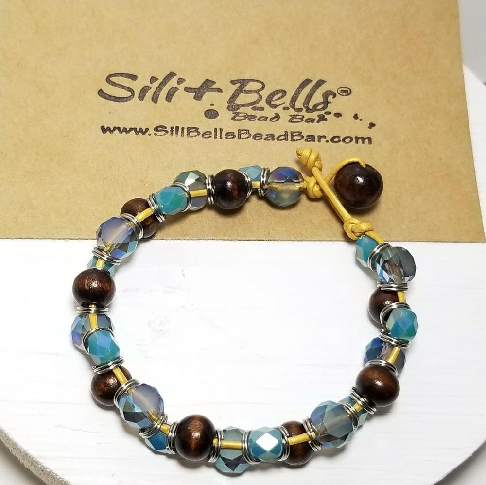 Handmade Bead & Leather Bracelet